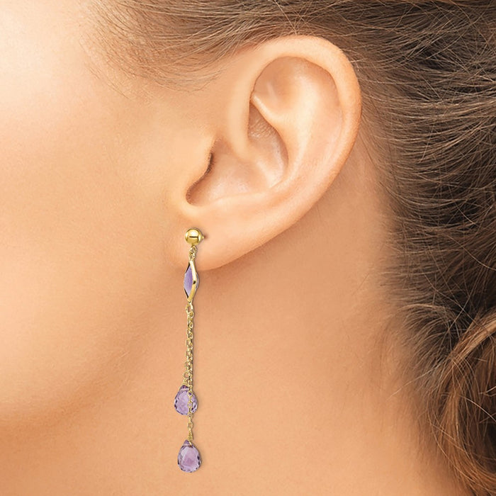 Buy Stylish 14k Gold Amethyst Drop Earrings - High-Quality & Affordable!-3