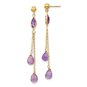 Buy Stylish 14k Gold Amethyst Drop Earrings - High-Quality & Affordable!