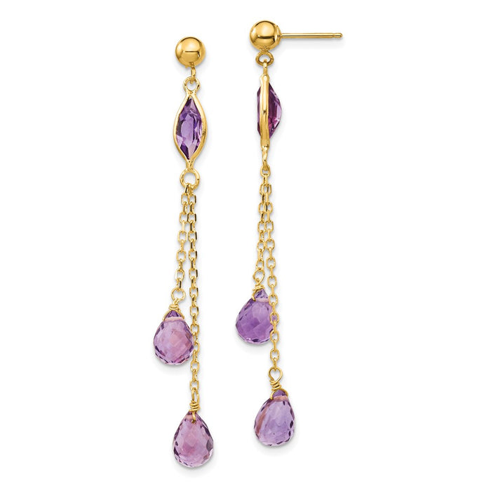 Buy Stylish 14k Gold Amethyst Drop Earrings - High-Quality & Affordable!-1