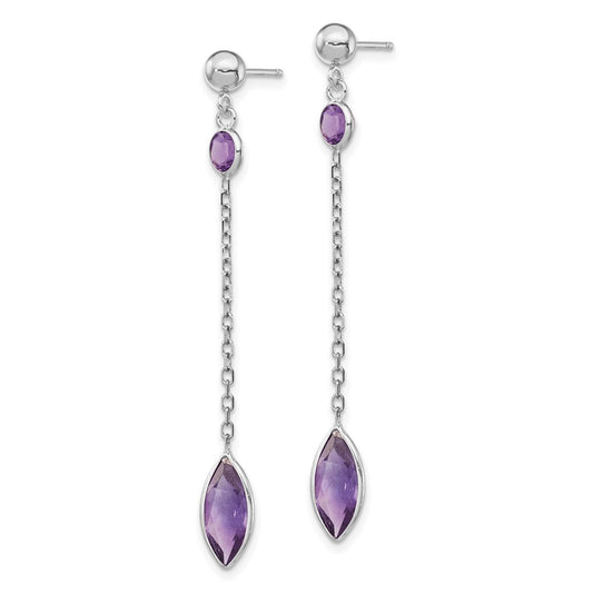 Buy Stylish 14K White Gold Amethyst Drop Earrings - Affordable Luxury