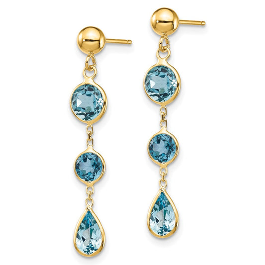 Buy Stylish 14K Gold Blue Topaz Drop Earrings - Exclusive Luxury Value!
