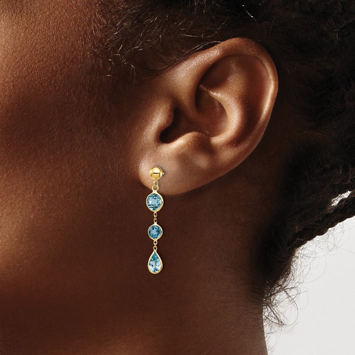 Buy Stylish 14K Gold Blue Topaz Drop Earrings - Exclusive Luxury Value!-3