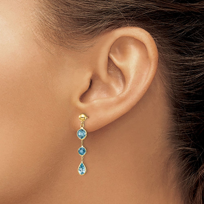 Buy Stylish 14K Gold Blue Topaz Drop Earrings - Exclusive Luxury Value!-4