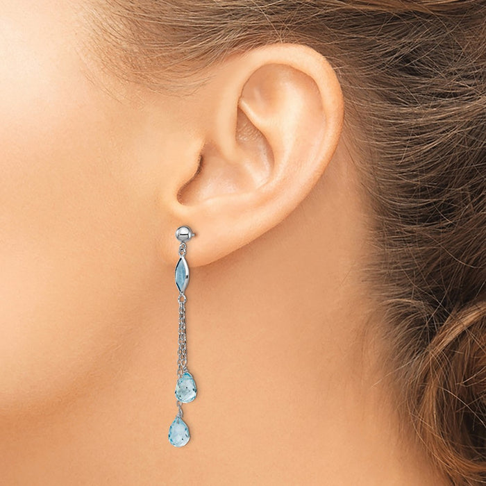 Shop Stylish 14K White Gold Blue Topaz Drop Earrings - Luxury Design, Affordable Price-3