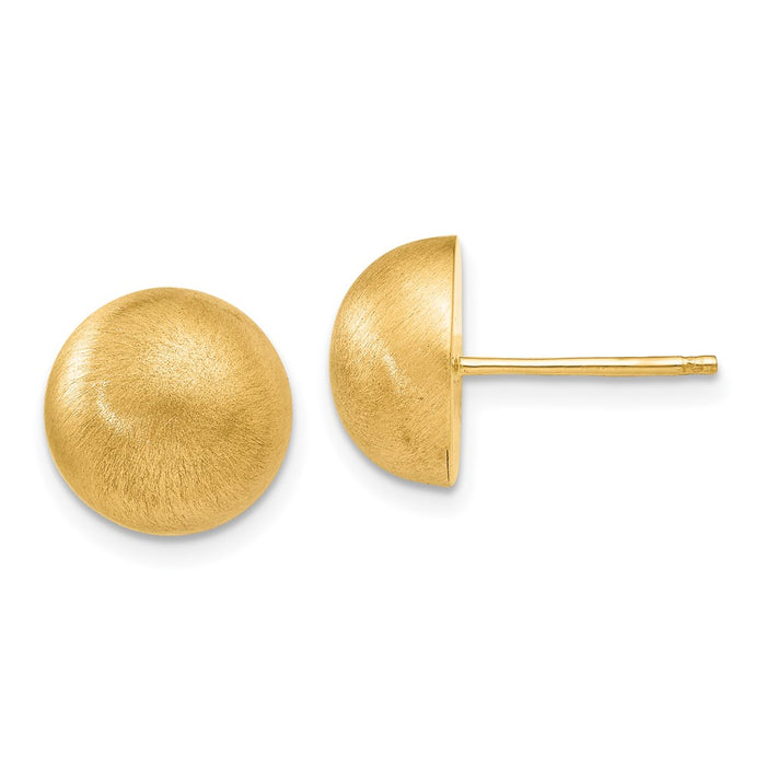 Shop Stylish 14K Gold Half Ball Stud Earrings - 10.5mm, Satin Finish, Value Offer-1