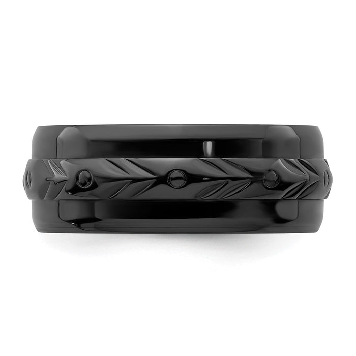 Buy Stylish 8mm Black Zirconium Chisel Band - Luxury Design & Durability-3