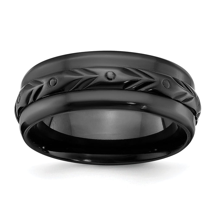 Buy Stylish 8mm Polished Black Zirconium Chisel Band | Luxury Quality Ring-1