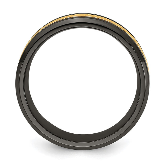Buy Stylish 8mm Black Zirconium Band - Brushed Finish & Polished Center-2