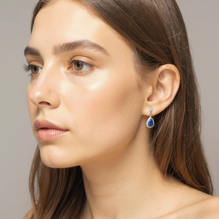 Buy Exclusive Cheryl M Sterling Silver Teardrop Earrings with Lab-Created Spinel-8