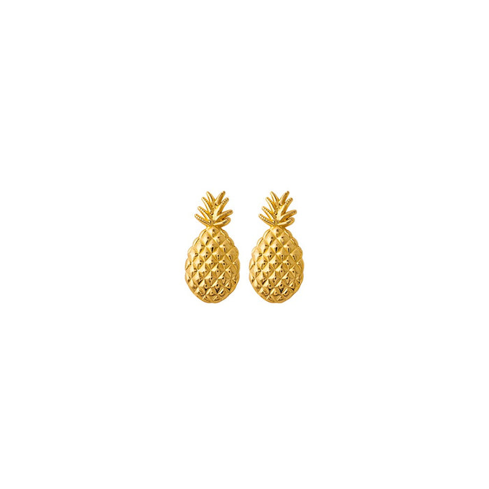 Shop Stylish 14K Gold Textured Pineapple Stud Earrings - Exclusive Luxury Value!-2