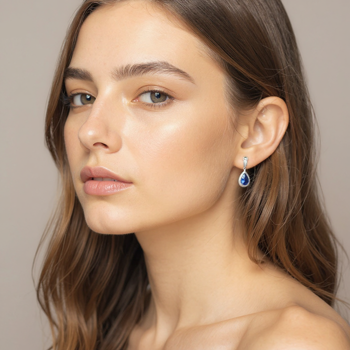 Buy Exclusive Cheryl M Sterling Silver Teardrop Earrings with Lab-Created Spinel-11