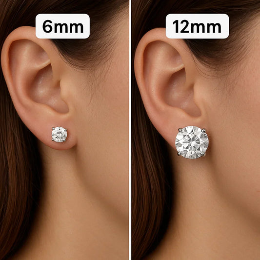 Visual Difference Between 6mm and 12mm Stud Earrings