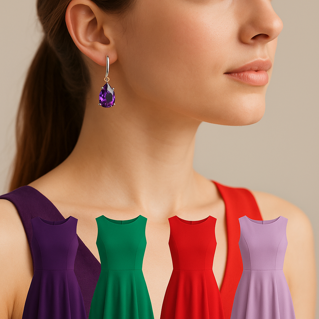 Best Colors of Dresses to Pair with Amethyst Earrings