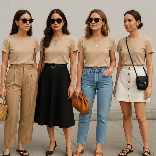 21 Stylish Outfit Ideas with a Beige T-Shirt for Women