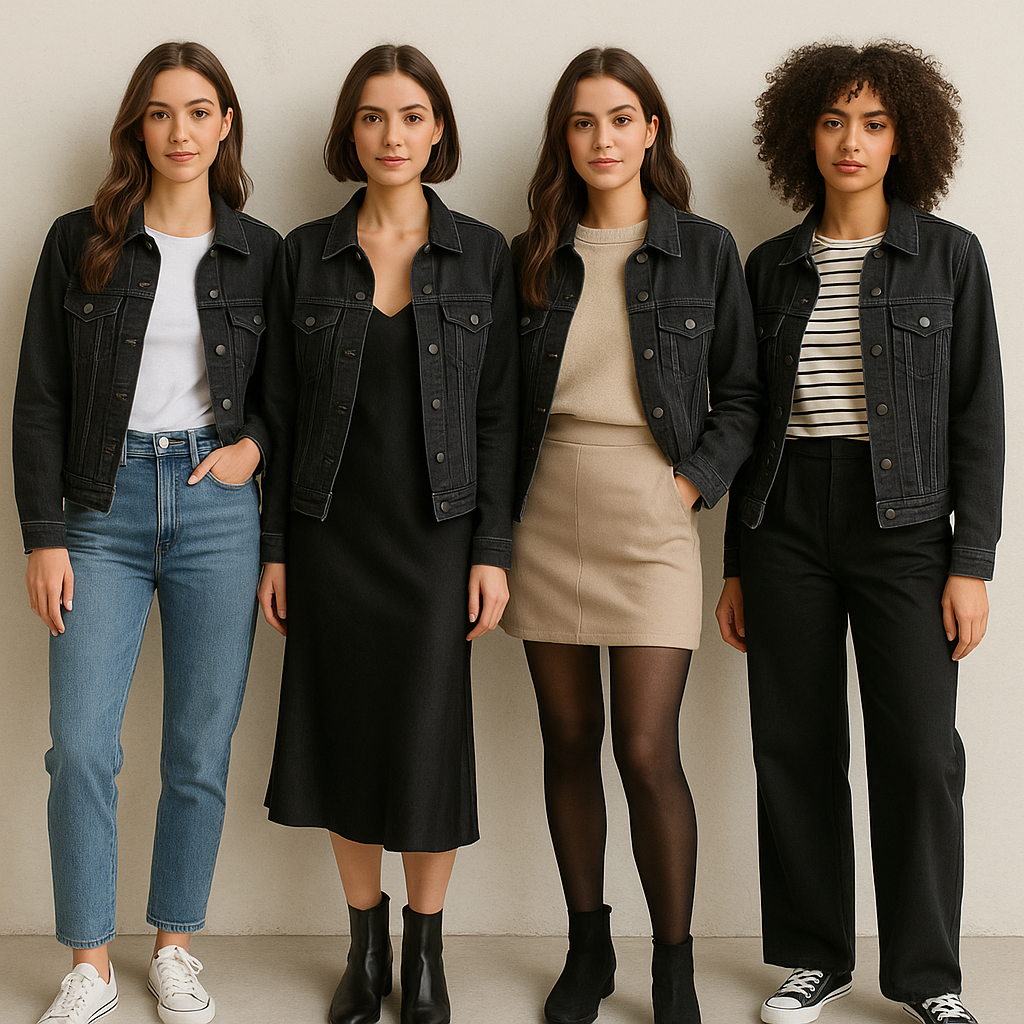 14 Outfit Ideas with a Black Jean Jacket for Women