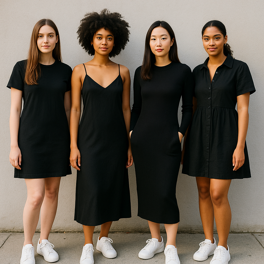 13 Outfit Ideas for a Black Dress with Trainers for Women