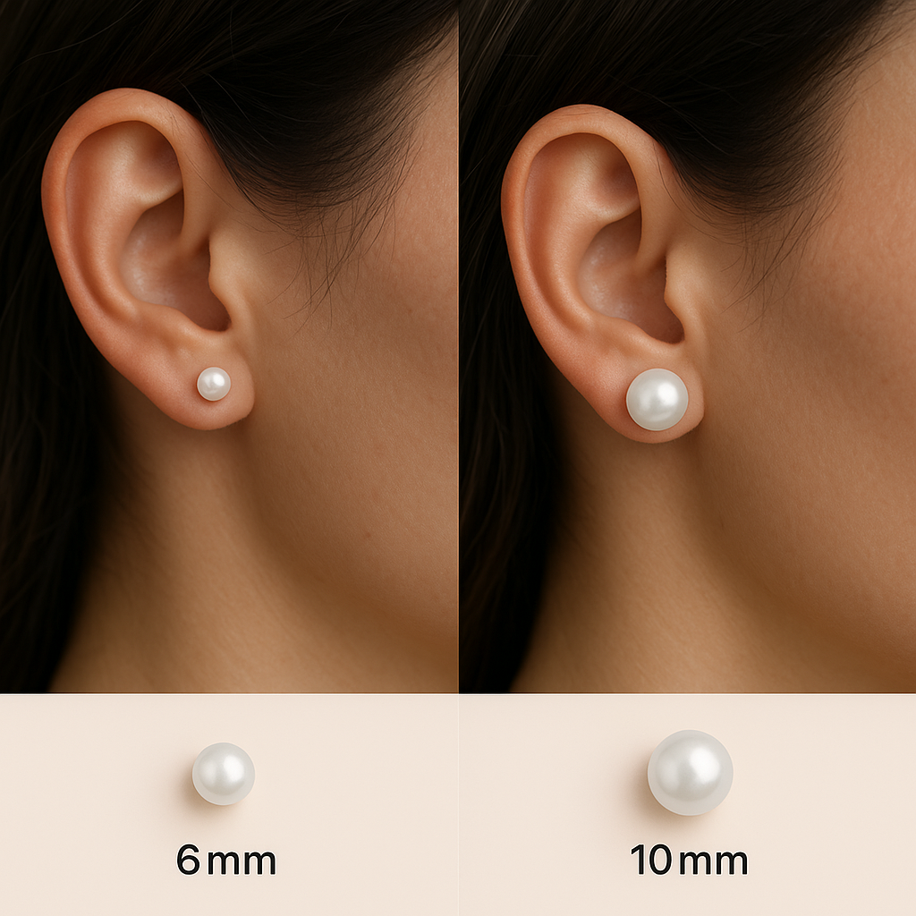 Visual Difference Between 6mm and 10mm Stud Earrings