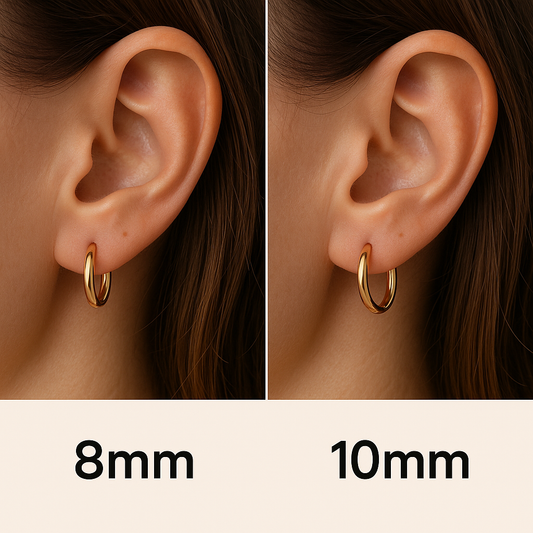 Visual Difference Between 8mm and 10mm Hoop Earrings