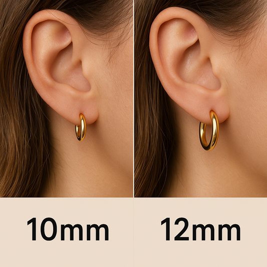 Visual Difference Between 10mm and 12mm Hoop Earrings