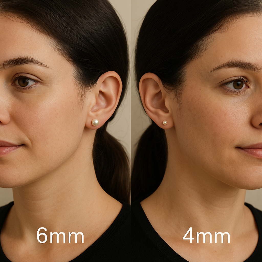 Visual Comparison of 6mm vs 4mm Pearl Earrings
