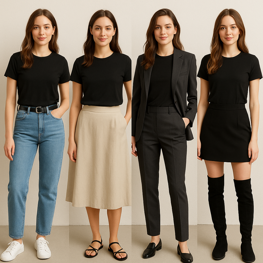Best 10 Outfit Ideas to Combine with a Black T-Shirt for Female
