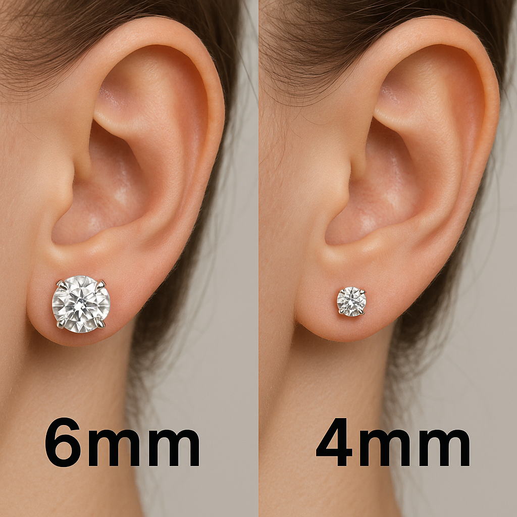 Visual Comparison of 6mm vs 4mm Earrings