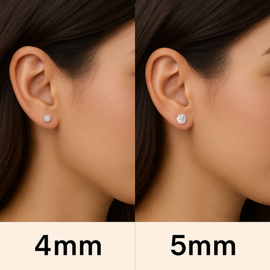 Visual Difference: 4mm vs 5mm Stud Earrings