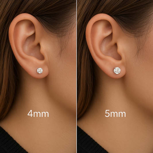 Visual Difference: 4mm vs 5mm Stud Earrings