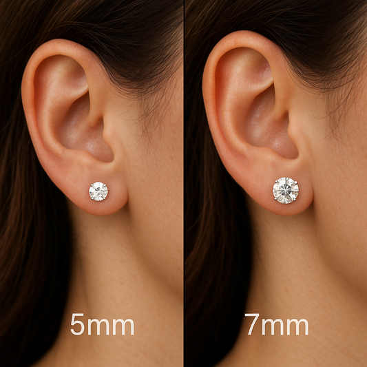 Visual Difference: 5mm vs 7mm Stud Earrings