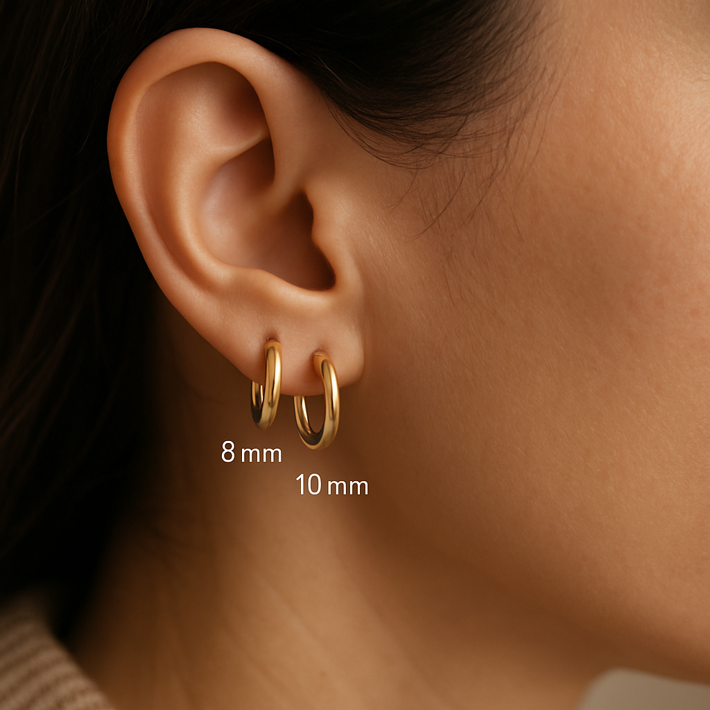 Visual Difference: 8mm vs 10mm Hoop Earrings