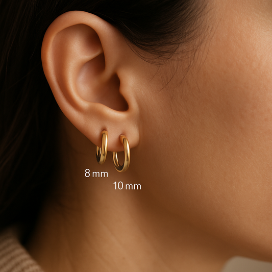 Visual Difference: 8mm vs 10mm Hoop Earrings