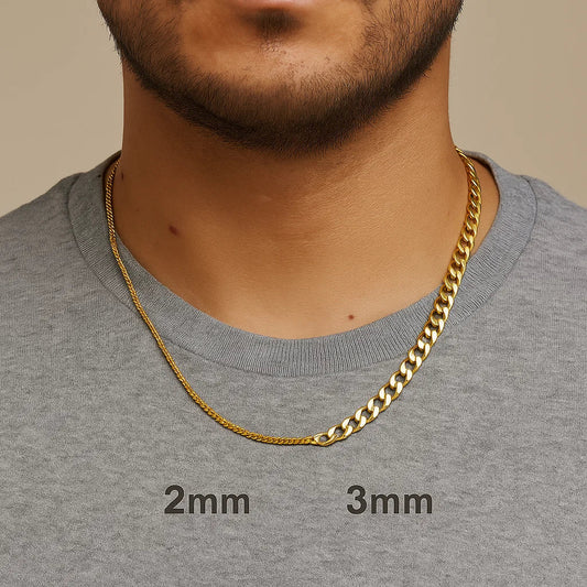 Visual difference between 2mm and 3mm chain