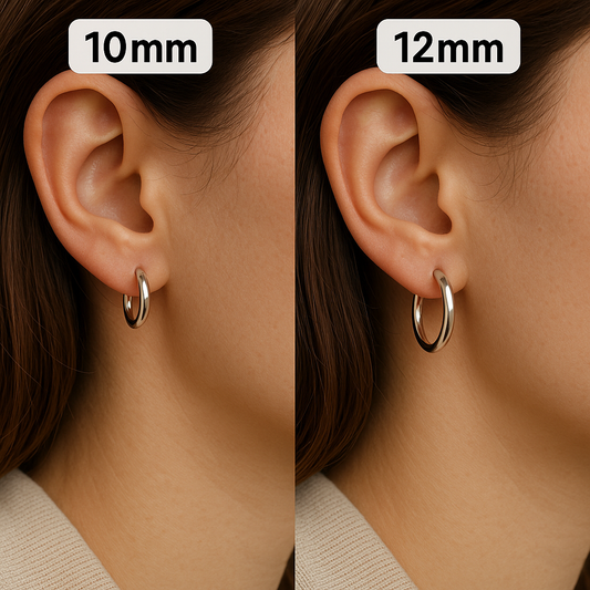 Visual Difference: 10mm vs 12mm Hoop Earrings