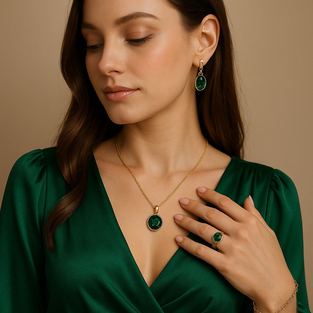 Green Dress Jewellery Combination: 10 Elegant Style Ideas | Grandiani Green Dress Jewellery Combination: 10 Elegant Style Ideas | Grandiani