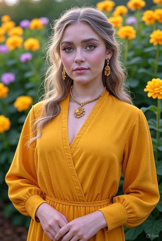 Best Mustard Yellow Dress Matching Jewelry