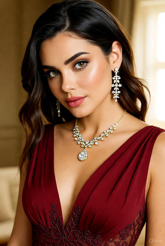 Best Wine Red Dress Matching Jewelry