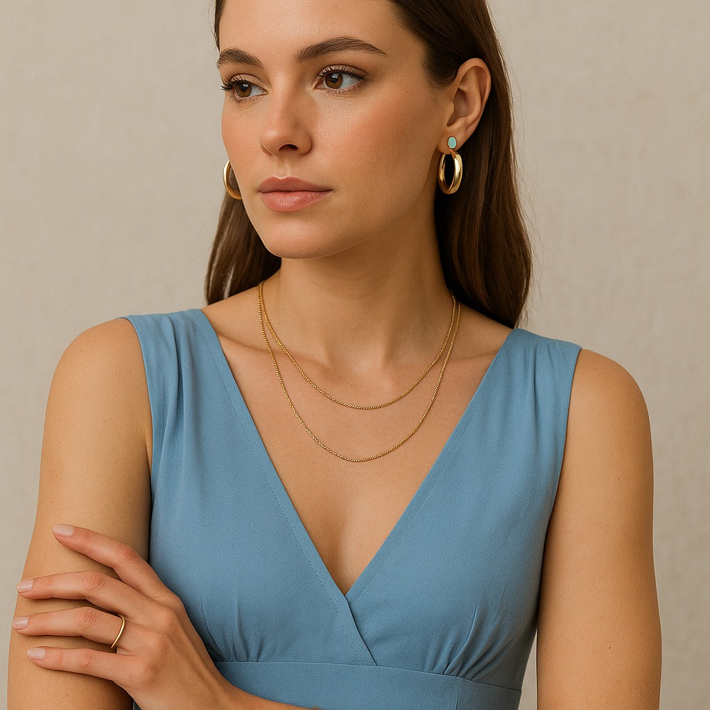 silver or gold jewelry with light blue dress Gold Jewelry Jewellery On Blue Gown Blue Cocktail Dress With Gold Heels
