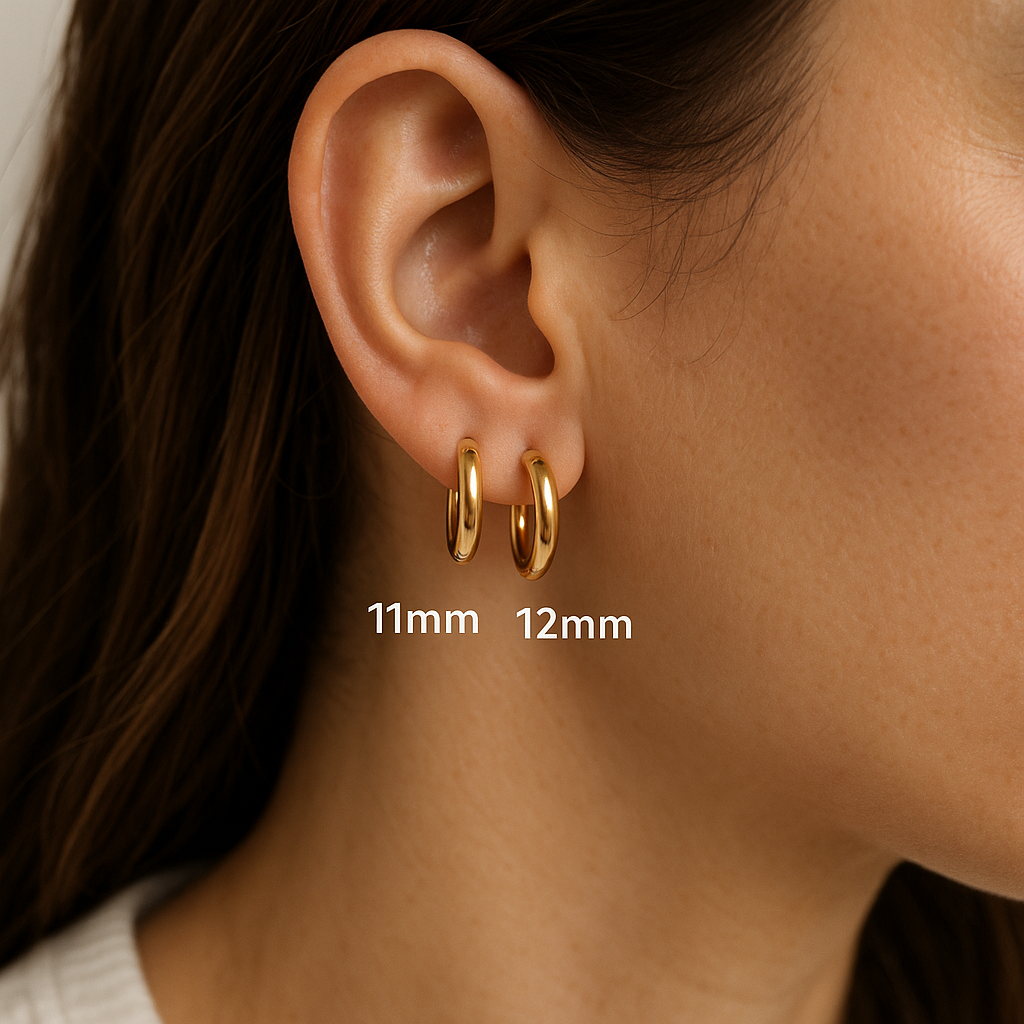 Visual Difference: 11mm vs 12mm Hoop Earrings