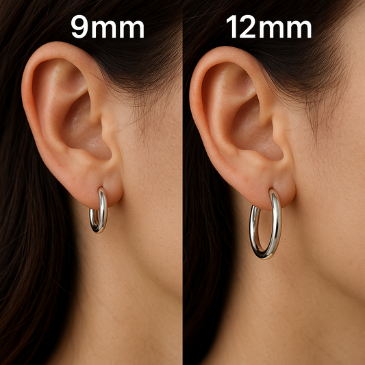 Visual Difference: 9mm vs 12mm Hoop Earrings