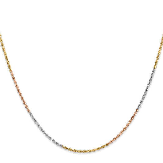 Shop Luxury 14K Tri-Color Diamond-Cut Rope Chain, 20-Inch, 1.5mm