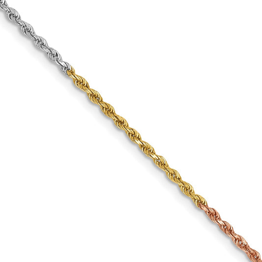 Shop Luxury 14K Tri-Color Diamond-Cut Rope Chain, 20-Inch, 1.5mm