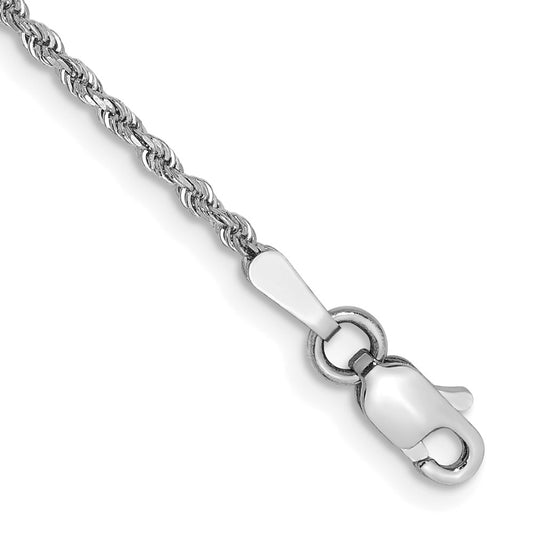 Shop 14K White Gold 9-Inch Diamond-Cut Rope Anklet - Stylish 1.5mm Thickness
