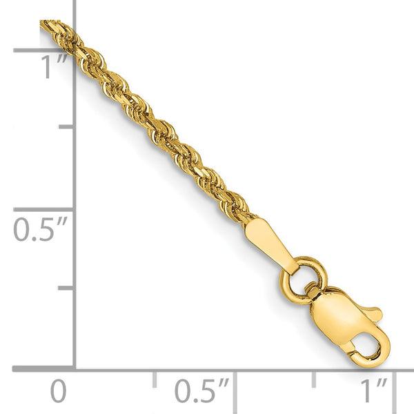 14K Gold 6-Inch Diamond-Cut Rope Chain - 1.75mm Thickness