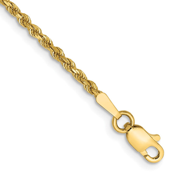 14K Gold Diamond-Cut Rope Anklet - 1.75mm Width
