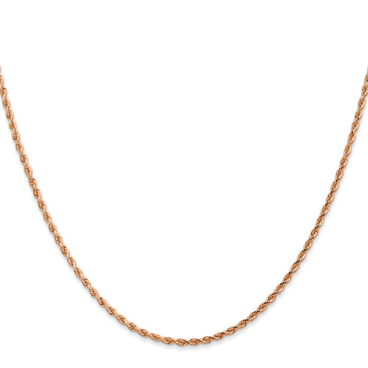 Exclusive 14K Rose Gold 24-Inch Diamond-Cut Rope Chain - Stylish 1.75mm
