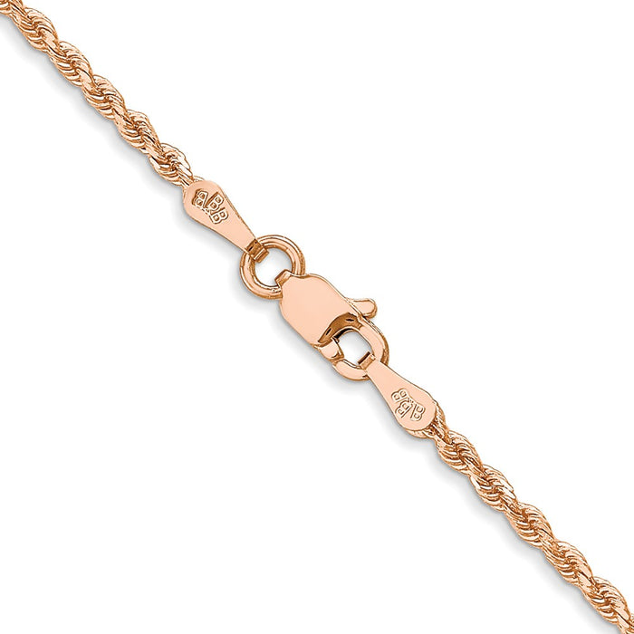Buy 14K Rose Gold 18-Inch Diamond-Cut Rope Chain, 1.75mm Width - Stylish!-3