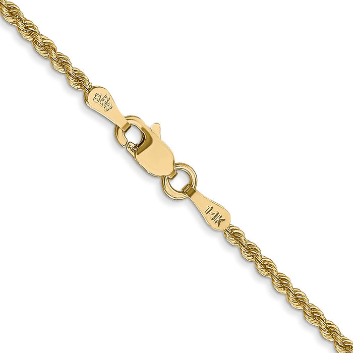 Shop 14K Gold 18-Inch 2mm Rope Chain - Stylish Luxury with Lobster Clasp-3