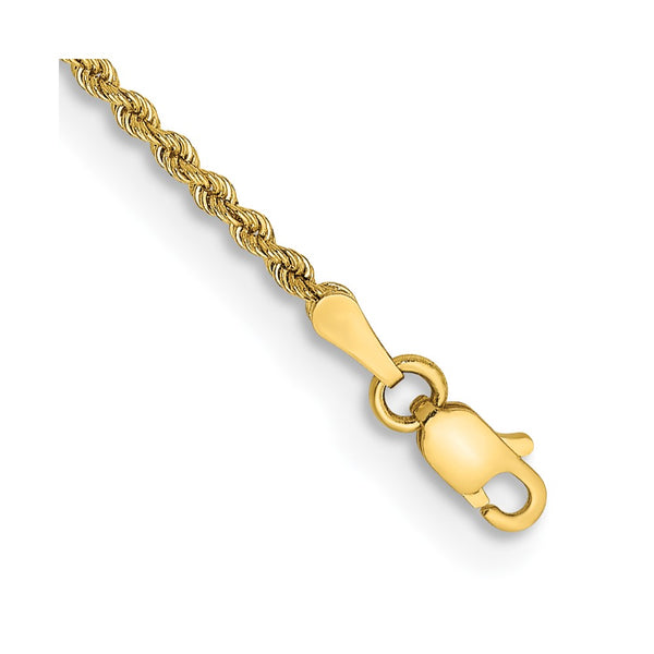 14K Gold 9-Inch 2mm Classic Rope Anklet