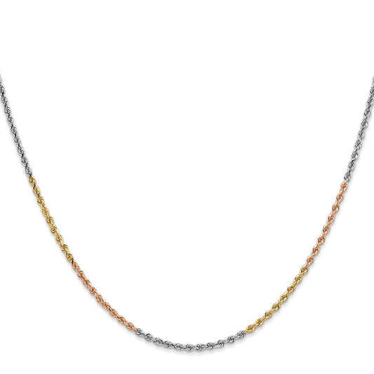 Buy 14K Tri-Color Diamond-Cut Rope Chain - 16 Inch, 1.75mm, Stylish Value!