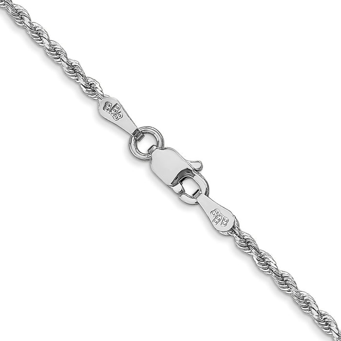 High-Quality 14K White Gold 14-Inch Diamond-Cut Rope Chain | Stylish & Value-4
